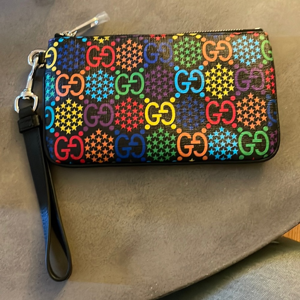GUCCI LARGE WALLET PSYCHED MINI POUCH GUCCI MONOGRAM BLACK/MULTICOLOR